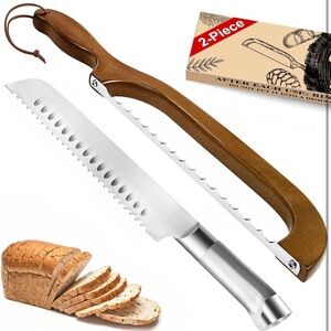 Wooden Handle Bread Slicer for Sourdough and Knife Set